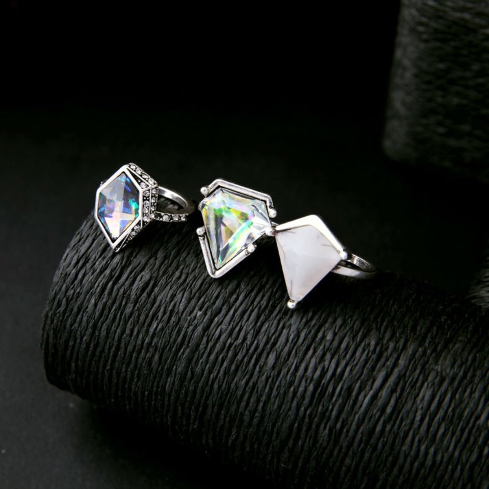 Stunning Iridescent Ring Set 3pc - Picture 4 of 4